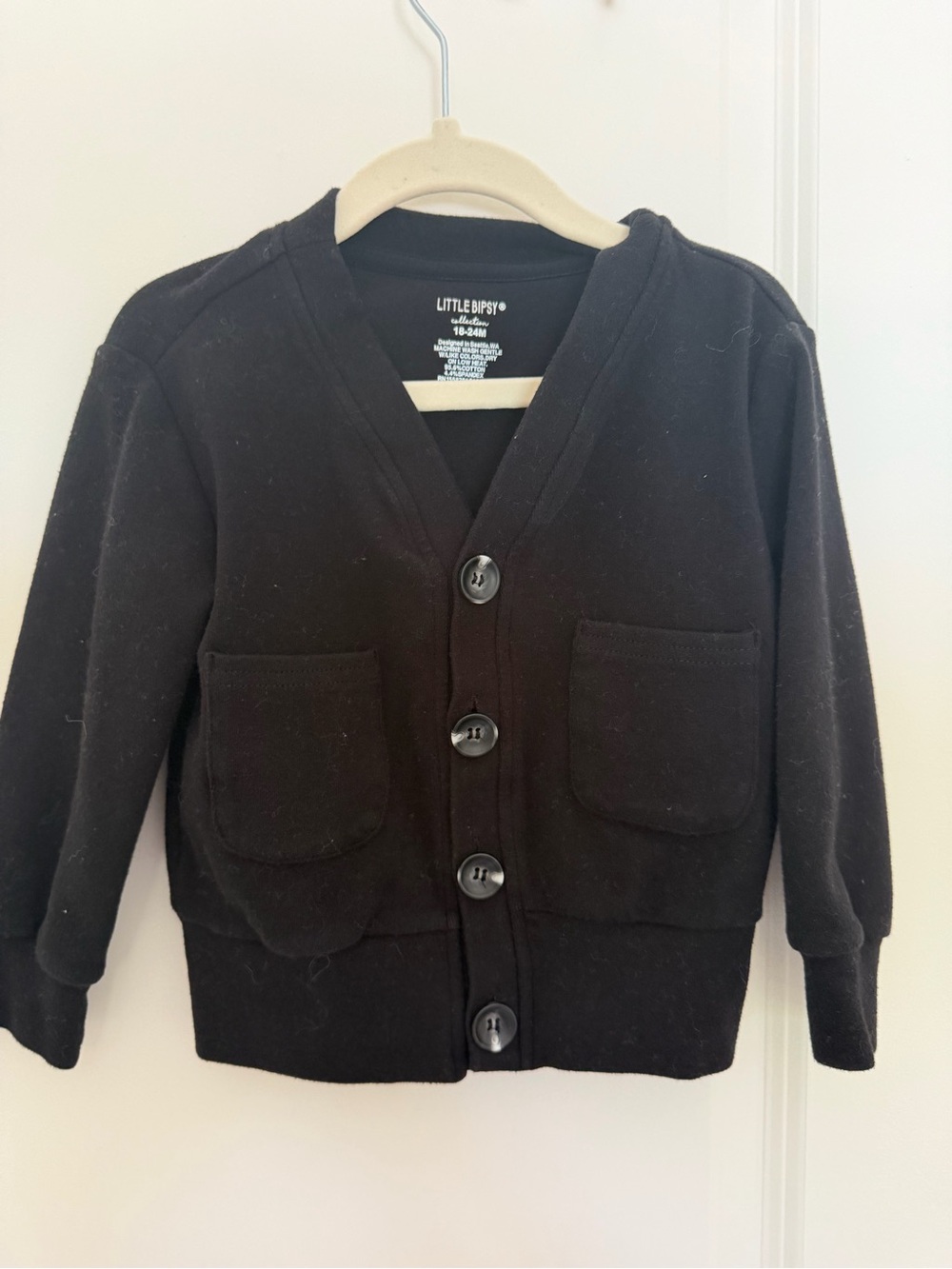Little Bipsy Black V-Neck Button Cardigan Jacket